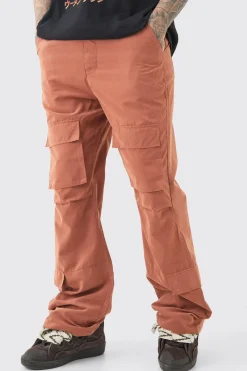 Tall Fixed Waist Relaxed Peached Flare Cargo Trouser | BoohooMAN UK