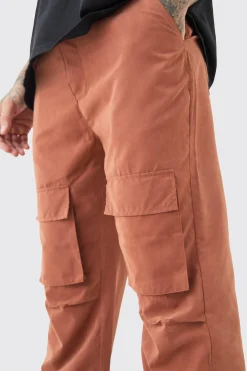 Tall Fixed Waist Relaxed Peached Flare Cargo Trouser | BoohooMAN UK