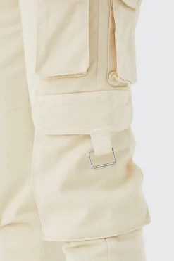 Tall Fixed Waist Skinny Stacked Multi Cargo Trouser | BoohooMAN UK