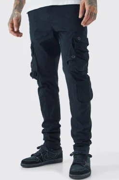 Tall Fixed Waist Skinny Stretch Twill Cargo Trouser | BoohooMAN UK