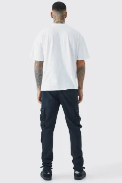 Tall Fixed Waist Skinny Stretch Twill Cargo Trouser | BoohooMAN UK