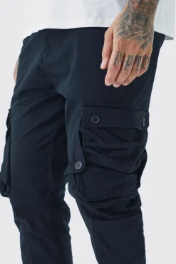 Tall Fixed Waist Skinny Stretch Twill Cargo Trouser | BoohooMAN UK