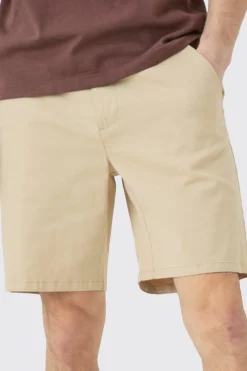 Tall Fixed Waist Slim Fit Chino Shorts In Stone | BoohooMAN UK
