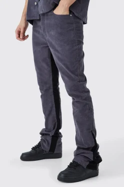 Tall Fixed Waist Slim Flare Gusset Cord Trouser | BoohooMAN UK