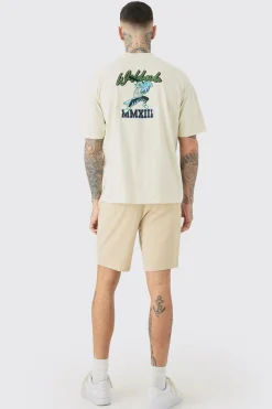 Tall Fixed Waist Stone Slim Fit Chino Shorts | BoohooMAN UK