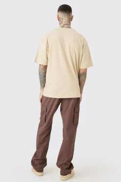 Tall Fixed Waist Twill Relaxed Fit Cargo Trouser | BoohooMAN UK