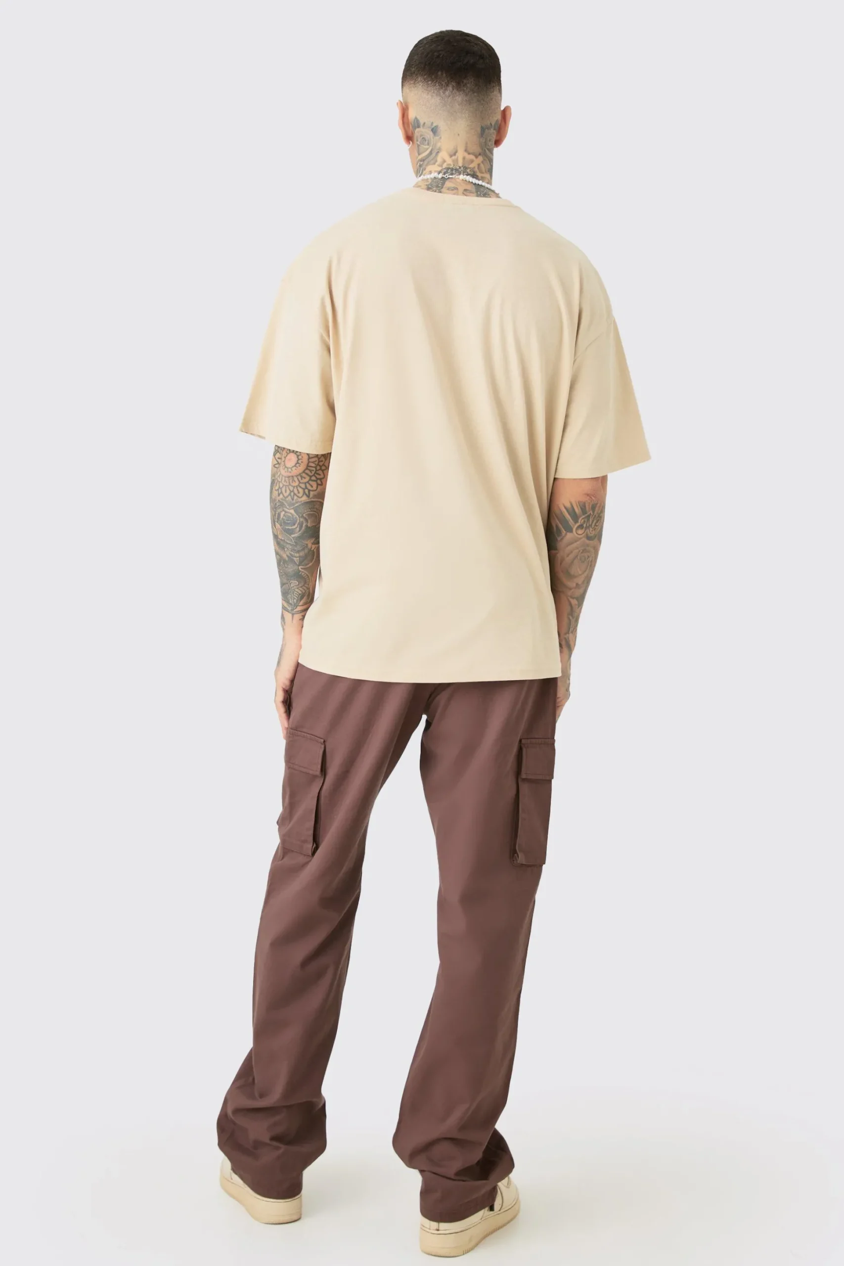 Tall Fixed Waist Twill Relaxed Fit Cargo Trouser | BoohooMAN UK