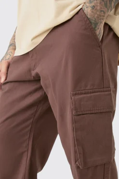 Tall Fixed Waist Twill Relaxed Fit Cargo Trouser | BoohooMAN UK