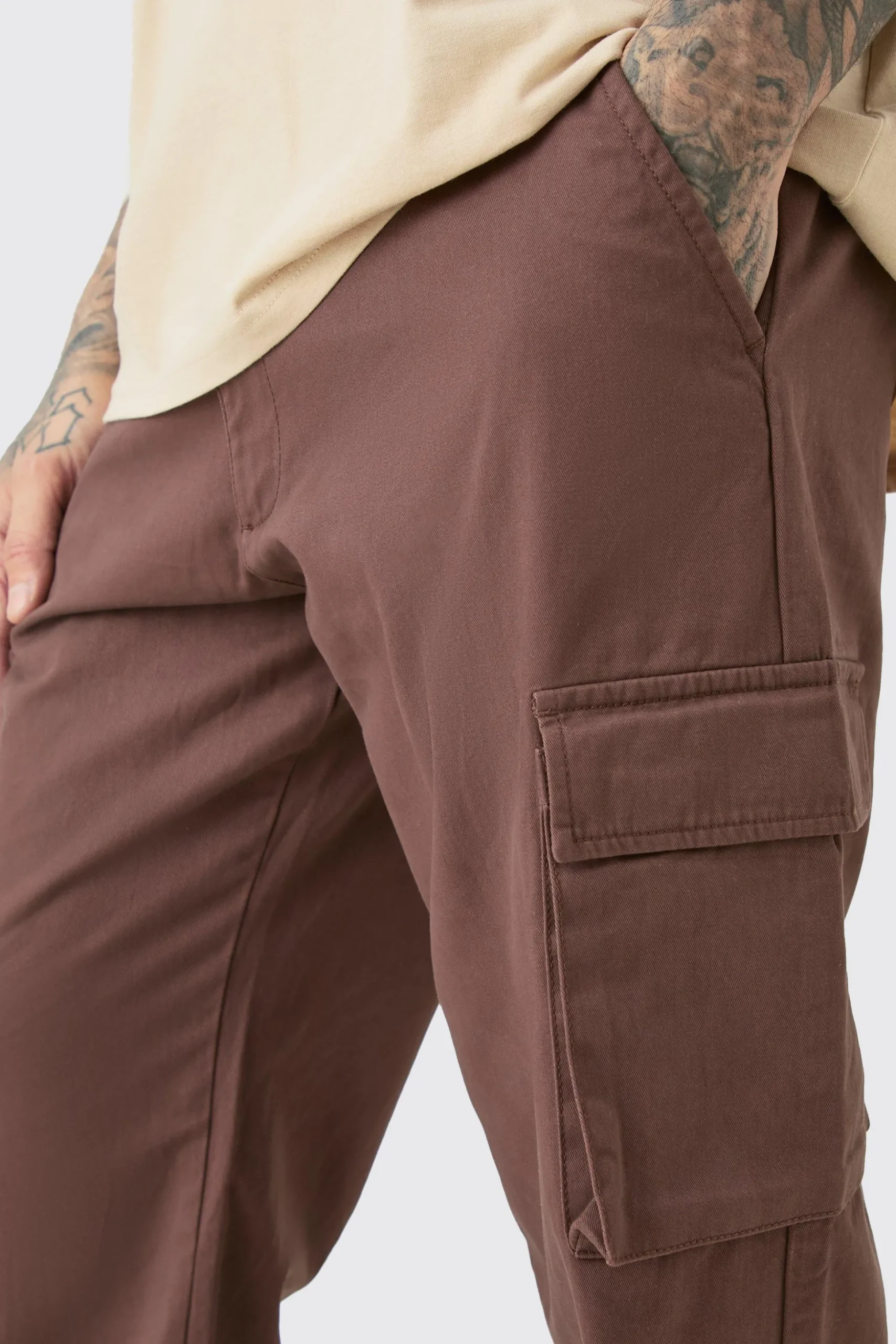 Tall Fixed Waist Twill Relaxed Fit Cargo Trouser | BoohooMAN UK