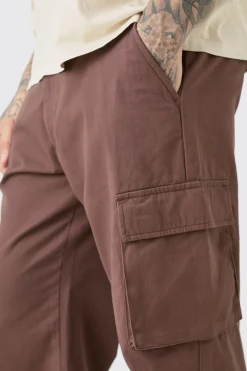 Tall Fixed Waist Twill Relaxed Fit Cargo Tab Trouser | BoohooMAN UK