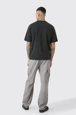 Tall Fixed Waist Twill Straight Leg Cargo Trouser | BoohooMAN UK