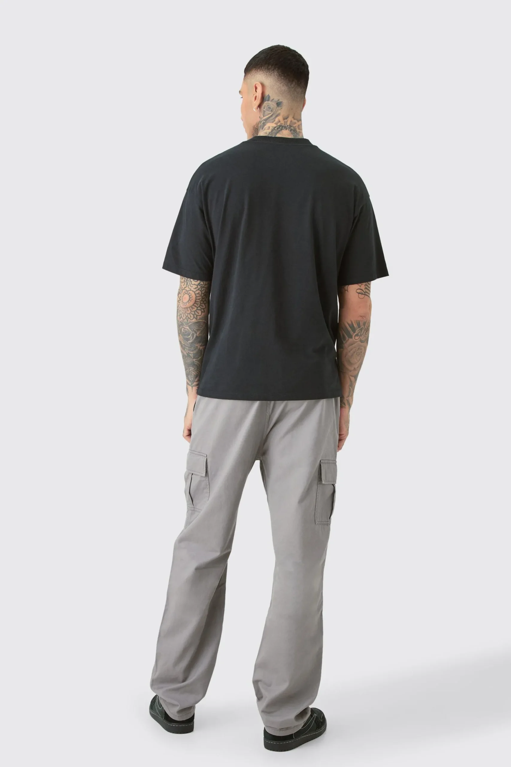 Tall Fixed Waist Twill Straight Leg Cargo Trouser | BoohooMAN UK