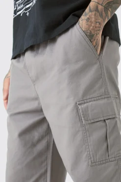 Tall Fixed Waist Twill Straight Leg Cargo Trouser | BoohooMAN UK