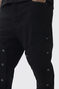 Tall Fixed Waist Washed Twill Stacked Carpenter Trouser | BoohooMAN UK