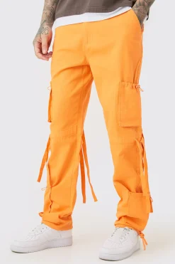 Tall Fixed Waist Washed Twill Multi Cargo Trouser | BoohooMAN UK