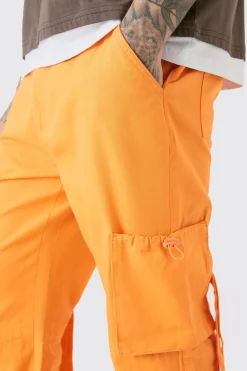 Tall Fixed Waist Washed Twill Multi Cargo Trouser | BoohooMAN UK