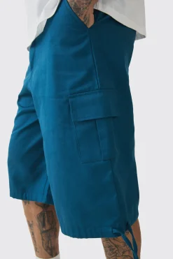 Tall Fixed Waistband Twill Cargo Jort | BoohooMAN UK