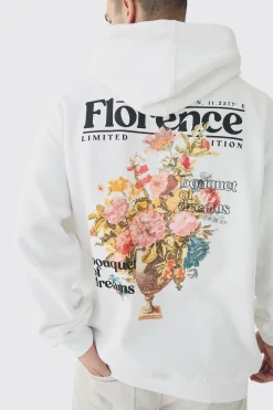Tall Floral Back Print Oversized Hoodie | BoohooMAN UK