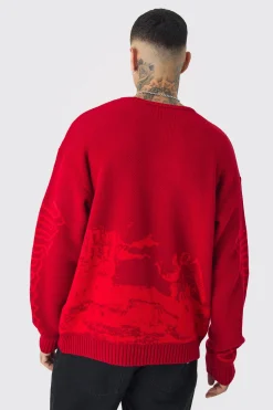 Tall Gothic Cross Oversized Knitted Sweat | BoohooMAN UK