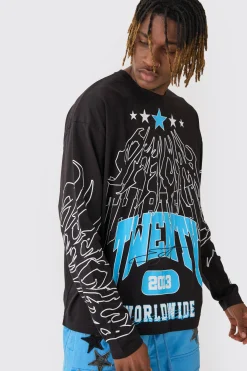 Tall Graphic Long Sleeve T-Shirt | BoohooMAN UK