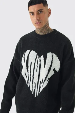 Tall Homme Oversized Fluffy Knitted Jumper | BoohooMAN UK