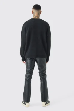 Tall Homme Oversized Fluffy Knitted Jumper | BoohooMAN UK