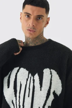 Tall Homme Oversized Fluffy Knitted Jumper | BoohooMAN UK