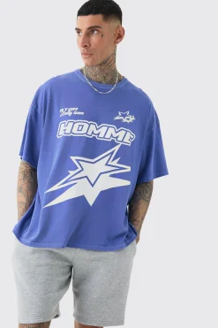 Tall Homme Racer Moto T-shirt In Cobalt | BoohooMAN UK