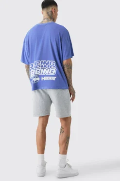 Tall Homme Racer Moto T-shirt In Cobalt | BoohooMAN UK