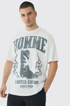 Tall Homme Western Oversized T-Shirt | BoohooMAN UK
