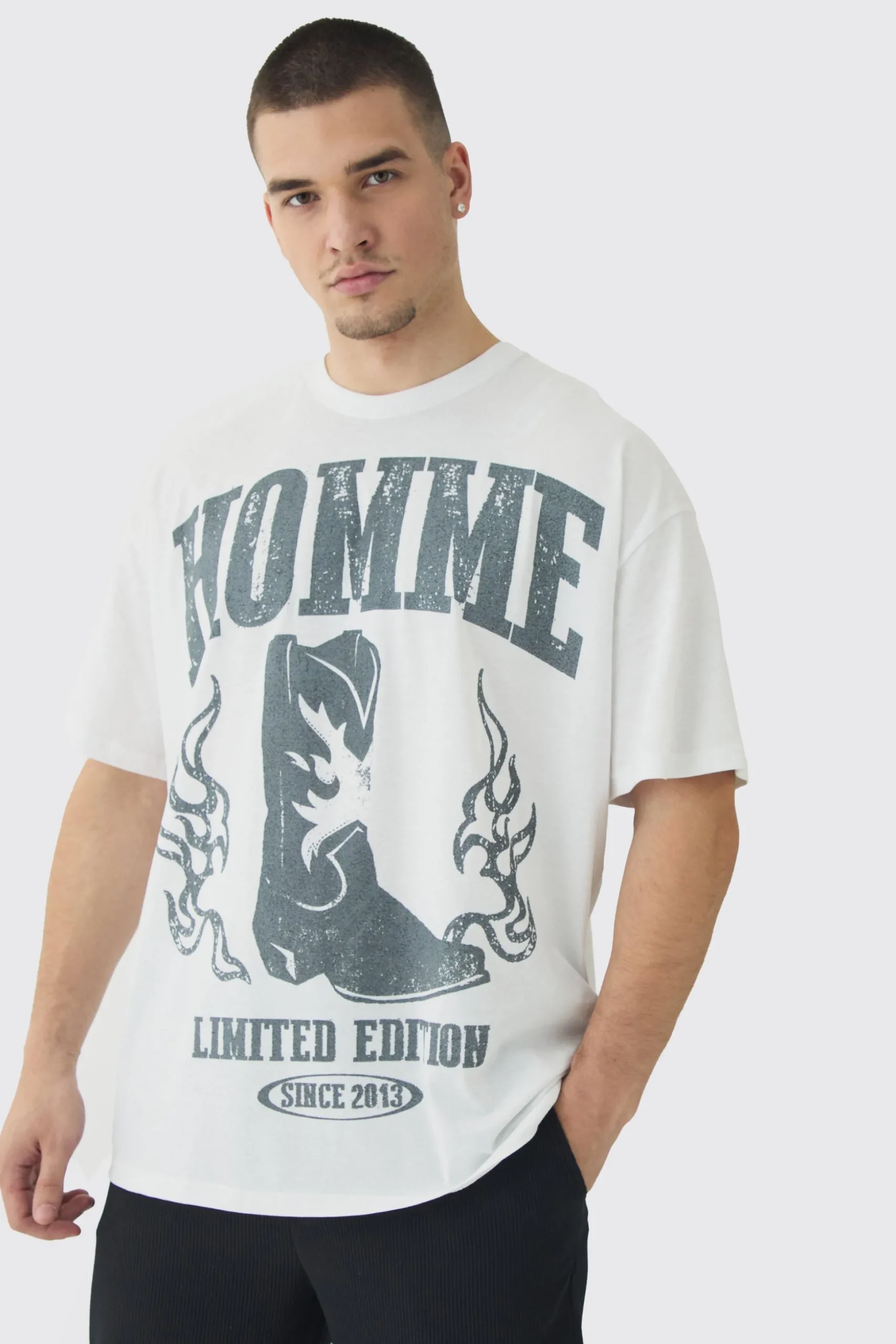 Tall Homme Western Oversized T-Shirt | BoohooMAN UK