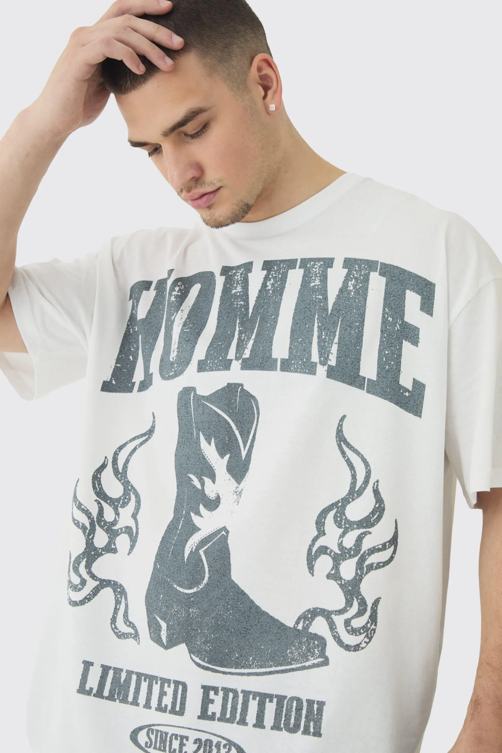 Tall Homme Western Oversized T-Shirt | BoohooMAN UK