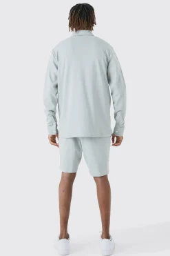 Tall Jersey Shirt & Fixed Waistband Short Set | BoohooMAN UK