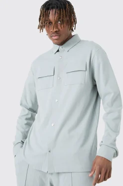 Tall Jersey Shirt & Fixed Waistband Short Set | BoohooMAN UK