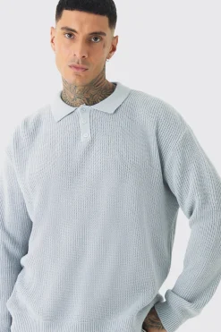Tall Knitted Rugby Polo | BoohooMAN UK