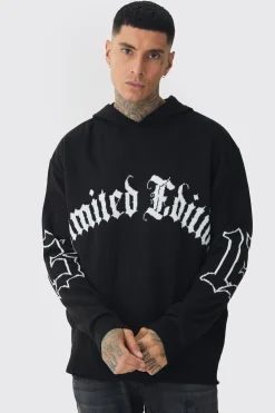 Tall Limited Edition Distressed Knitted Hoodie | BoohooMAN UK