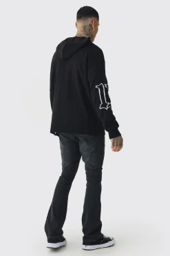 Tall Limited Edition Distressed Knitted Hoodie | BoohooMAN UK