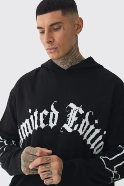 Tall Limited Edition Distressed Knitted Hoodie | BoohooMAN UK