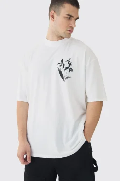 Tall Limited Edition Floral Line Drawing Extended Neck T-Shirt | BoohooMAN UK