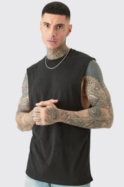 Tall Limited Edition Worldwide Print Tank In Black | BoohooMAN UK