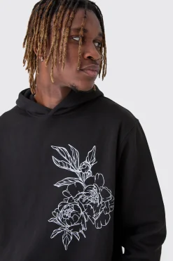 Tall Line Drawing Regular Fit Hoodie | BoohooMAN UK