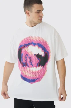 Tall Lips Graphic Oversized T-Shirt | BoohooMAN UK
