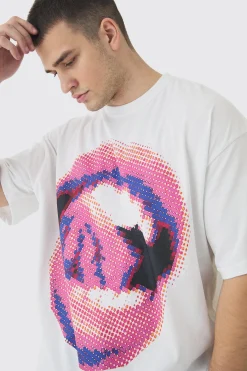 Tall Lips Graphic Oversized T-Shirt | BoohooMAN UK