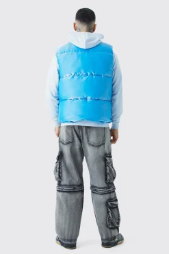 Tall Liquid Metallic Nylon Padded Gilet | BoohooMAN UK