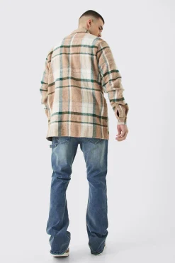 Tall Long Sleeve Check Overshirt | BoohooMAN UK