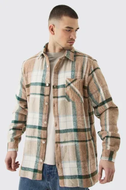 Tall Long Sleeve Check Overshirt | BoohooMAN UK