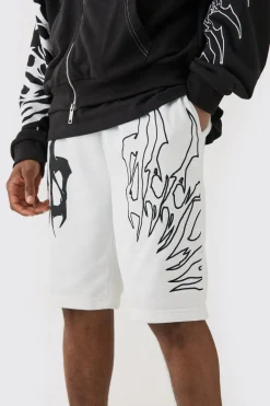Tall Loose Fit Embroidery Shorts | BoohooMAN UK