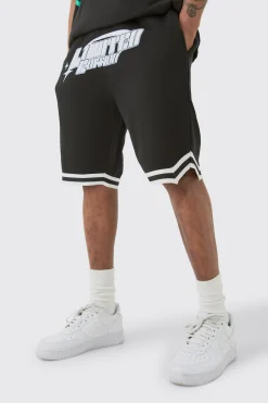 Tall Loose Fit Limited Edition Basketball Short In Black | BoohooMAN UK