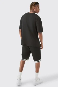 Tall Loose Fit Limited Edition Basketball Short In Black | BoohooMAN UK