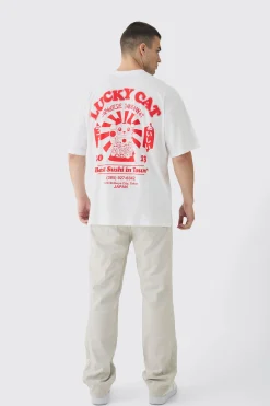Tall Lucky Cat Graphic T-Shirt | BoohooMAN UK